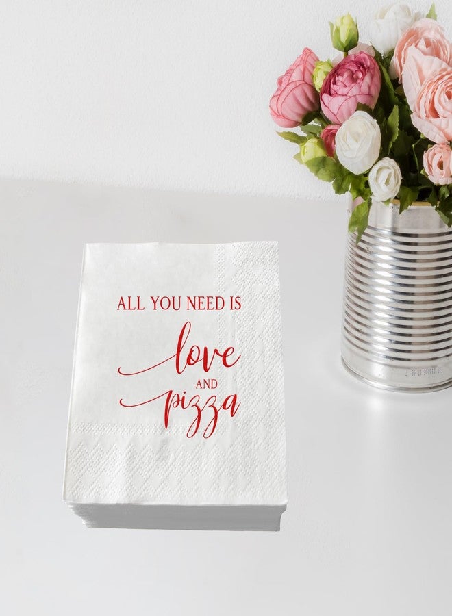 ZLPDS 50 Pcs Wedding Napkins Red Foil "All You Need is Love and Pizza" Paper Cocktail Napkins Bar Berverage Napkins for Engagement Rehearsal Dinner Luncheon Dinner Party Decorations 3-Ply - Image 5